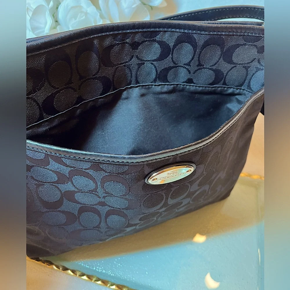 NEW Coach Black Signature Canvas and Leather File Crossbody Handbag - Picture 12 of 15